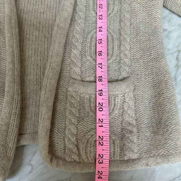 Intuitions vintage 100% wool cable knit open front cardigan shoulder pads sz L - Picture 7 of 7